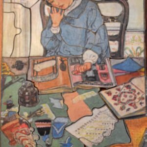 Child Pasting Pictures in Book